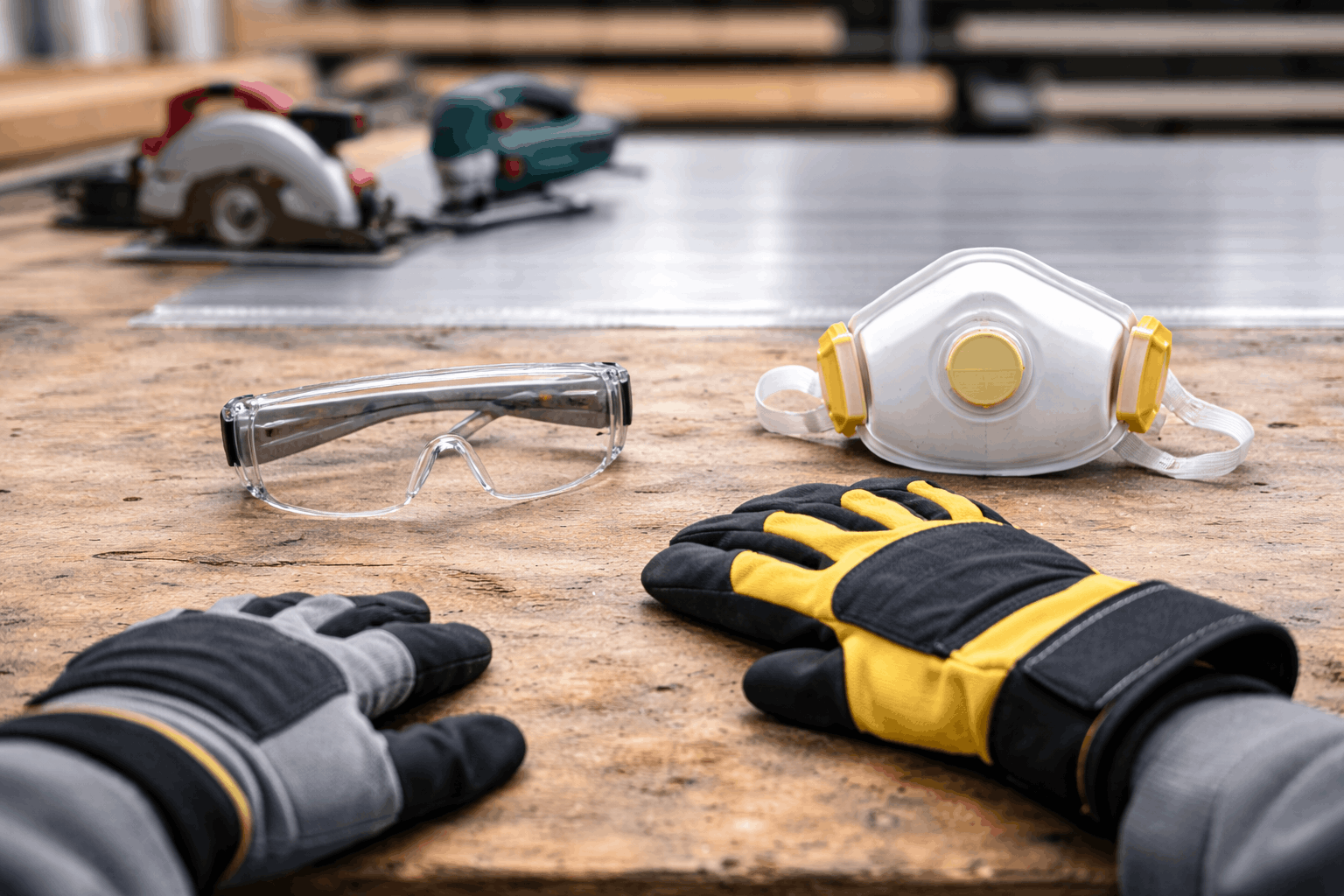 Preparar elementos de protección para cortar policarbonato