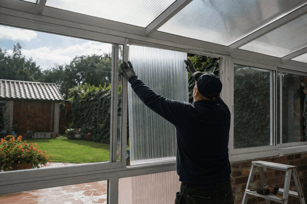 Instalación de policarbonato en ventana