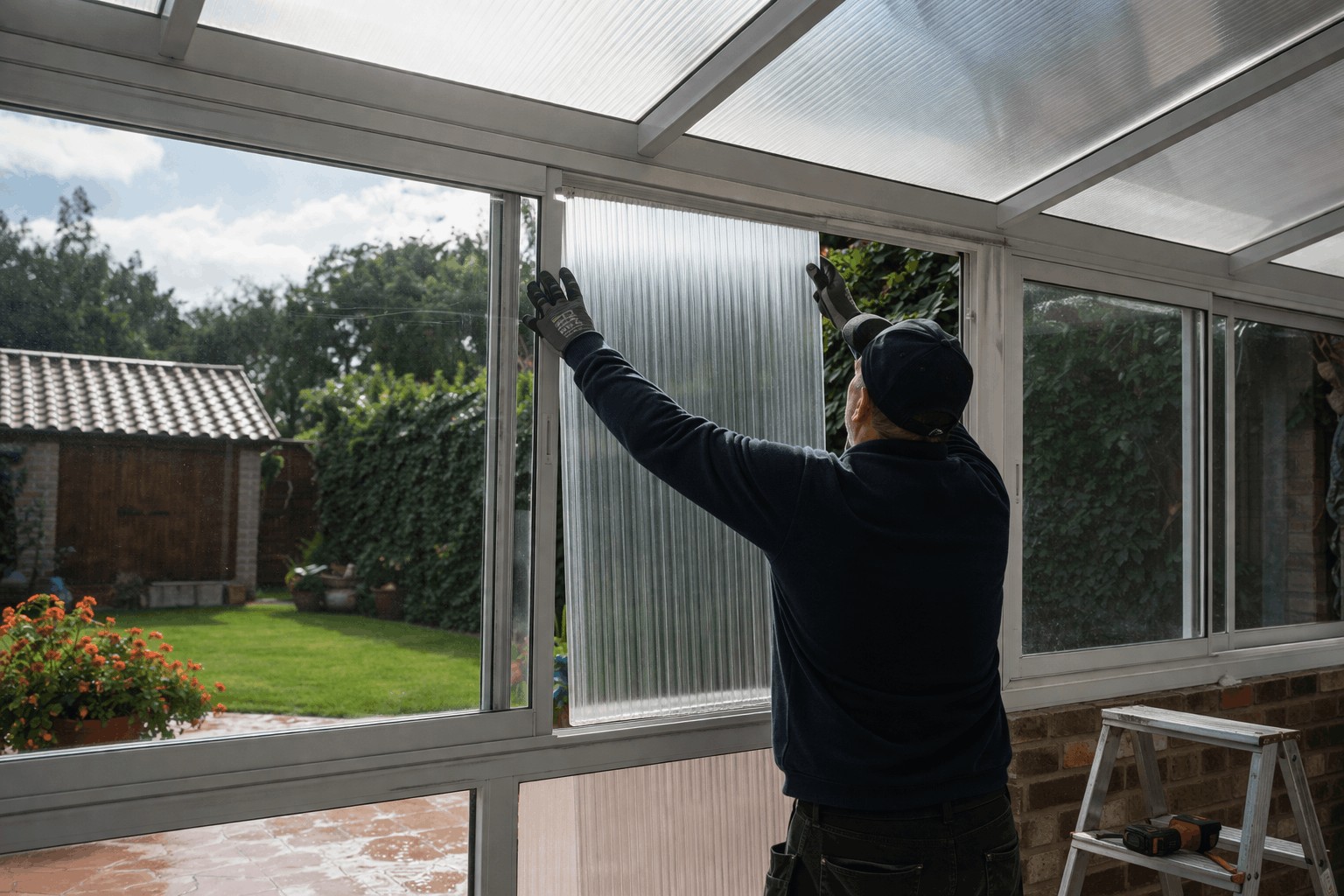 Instalación de policarbonato en ventana