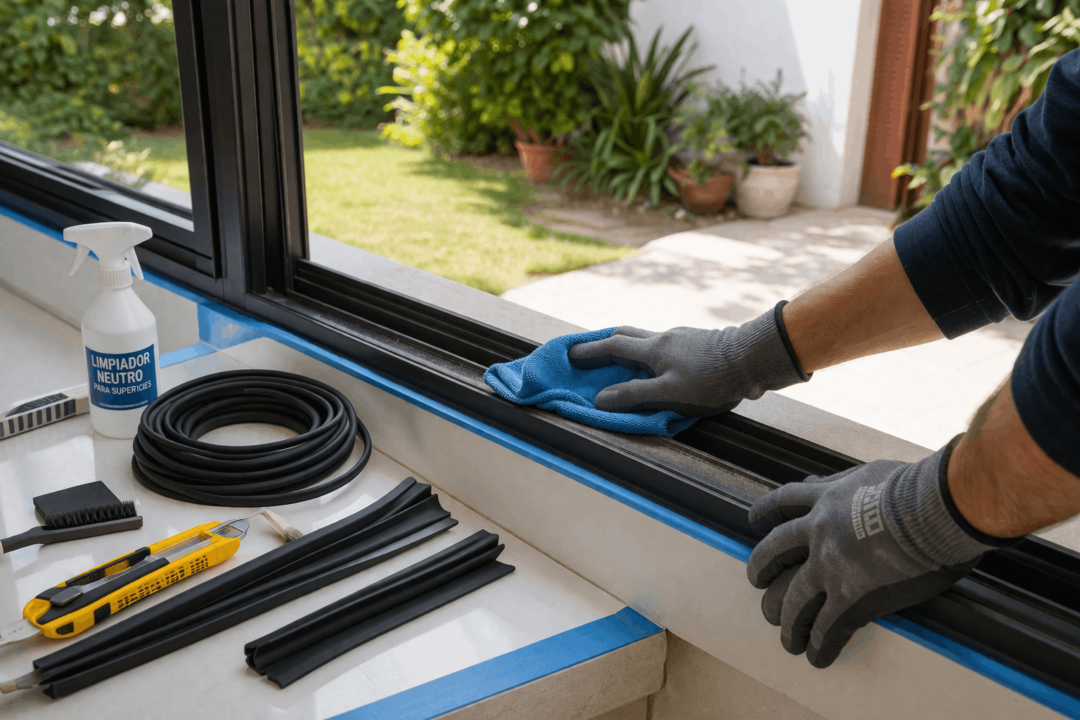 Limpieza del marca para ventanas