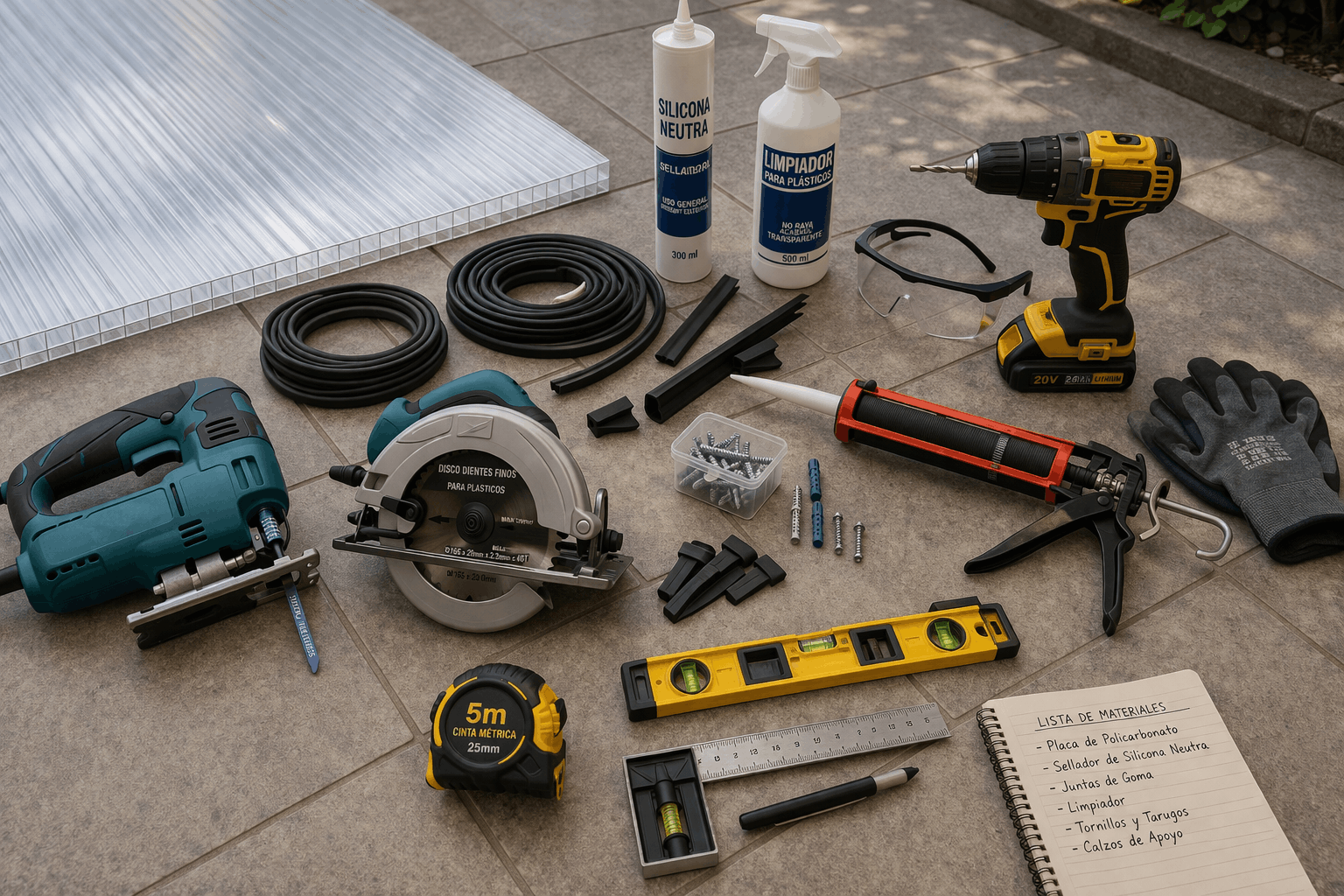 Reunir elementos para ventana de policarbonato