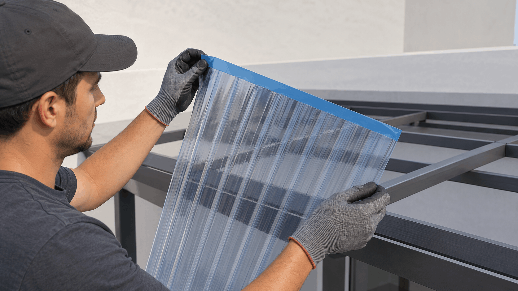 Identificar la cara del policarbonato con filtro UV
